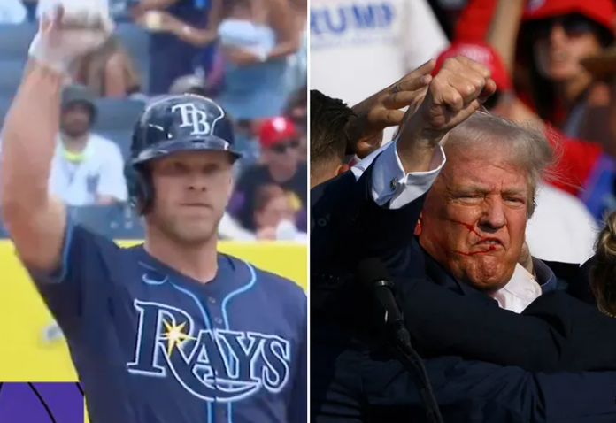 Taylor Walls of MLB Celebrates Base Hit With A Donald Trump Impression